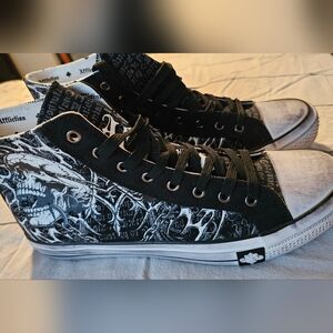 Men's Affliction Black and White High-Top Sneakers Nwot